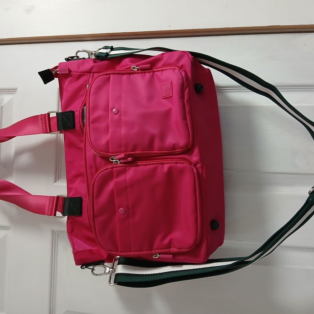 Pink Tote Bag with Dual Front Pockets